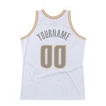 Custom Name Number Personalized Basketball Jersey - White Steel Gray Gold Authentic Throwback Team Jersey Personalized White