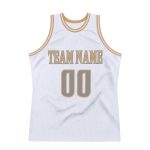 Custom Name Number Personalized Basketball Jersey - White Steel Gray Gold Authentic Throwback Team Jersey Personalized White
