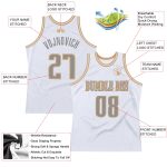 Custom Name Number Personalized Basketball Jersey - White Steel Gray Gold Authentic Throwback Team Jersey Personalized White