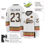 Custom Name and Number Hockey Jersey - Personalized White Steel Gray and Gold Team Jersey Personalized White Steel Gray-Old