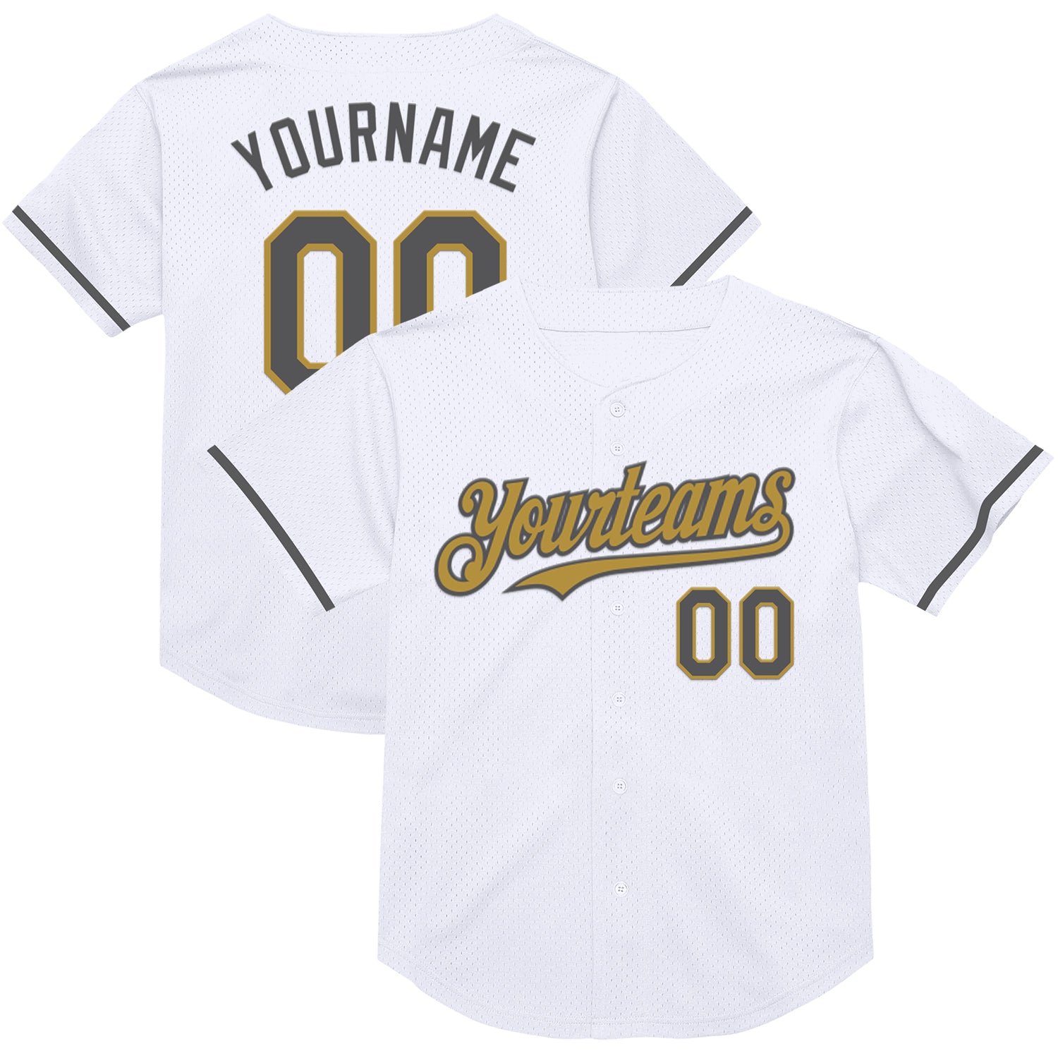 Custom Name and Number Personalized Steel Gray-Old Gold Baseball Jersey Authentic Throwback Mesh Team Design Personalized