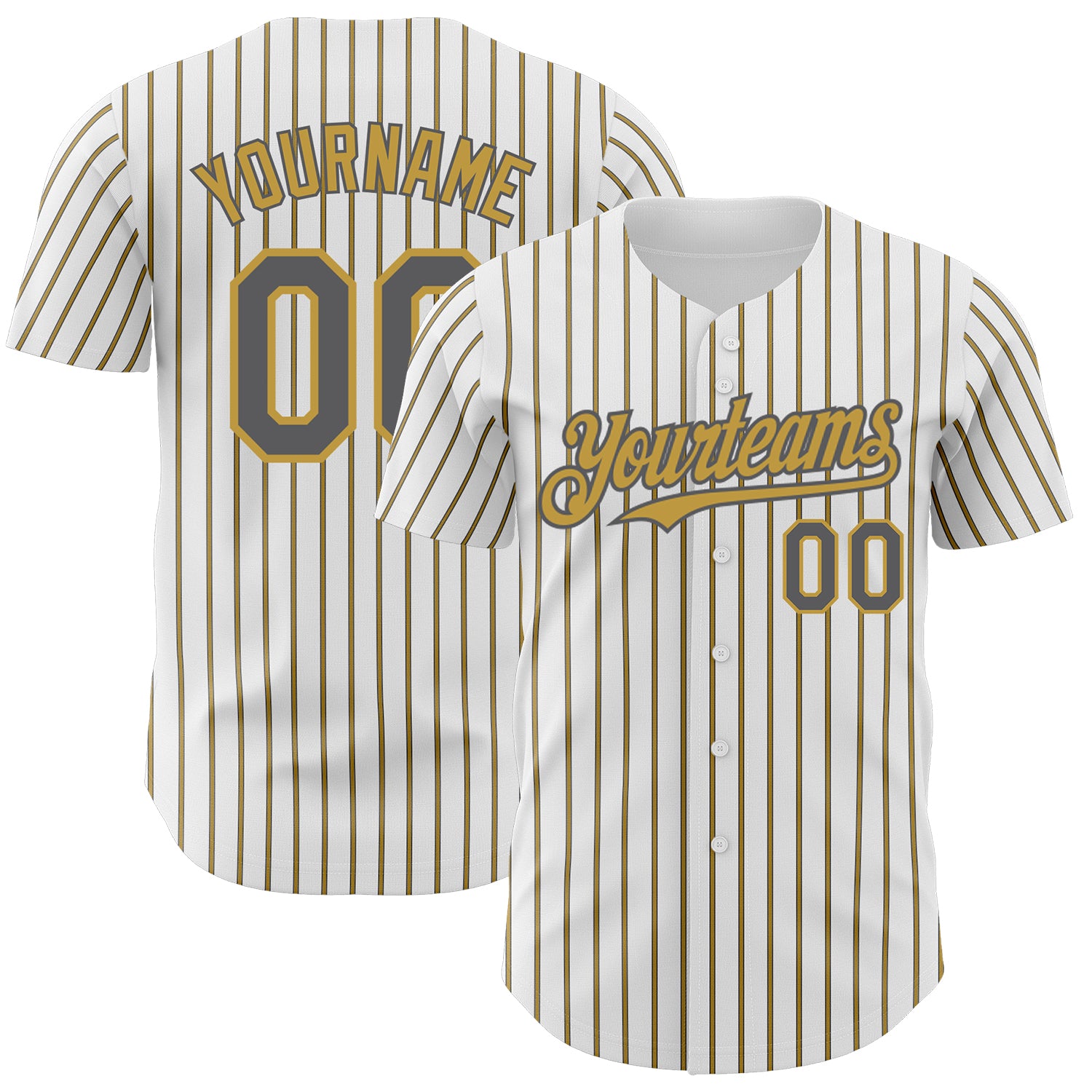 Customizable Steel Gray and Old Gold Baseball Jersey with Personalized Name and Number - Authentic Team Gear Personalized