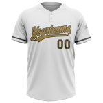 Custom Name Number Personalized Unisex Softball Jersey White Gray Gold Two-Button Team Apparel Personalized White Steel Gray-Old