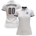 Custom Name Number Performance Golf Polo Shirt in White Steel Gray - Personalized Team Apparel Personalized White Steel Gray