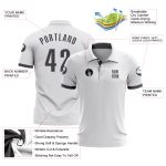 Custom Name Number Performance Golf Polo Shirt in White Steel Gray - Personalized Team Apparel Personalized White Steel Gray