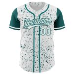 Custom Name and Number Authentic Baseball Jersey with Personalized 3D Teal Ink Splatter Design - Unique Team Apparel Personalized