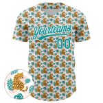 Custom Leopard Baseball Jersey with Personalized Name and Number - White Teal 3D Pattern Design Personalized White Teal 3D