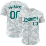 Custom Name and Number Baseball Jersey - Personalized 3D Teal Line Design in White, Authentic Team Colors Personalized White
