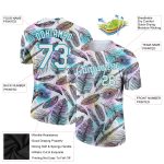 Personalized Teal Feathers 3D Pattern T-Shirt Custom Name & Number - Performance Team Apparel Personalized White Teal 3D