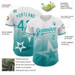 Custom Name and Number Personalized Gradient Twinkle Star Baseball Jersey in White Teal 3D Pattern Design Personalized White