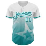 Custom Name and Number Personalized Gradient Twinkle Star Baseball Jersey in White Teal 3D Pattern Design Personalized White