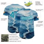 Personalized 3D Pattern Baseball Jersey with Custom Name and Number - White Teal Mountains Design Personalized White Teal