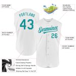 Custom Personalized Baseball Jersey - Sleeveless White Teal with Team Name and Number Personalized White Teal Authentic Sleeveless