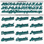 Personalized Authentic Baseball Jersey Custom Name & Number, White Teal-Black 3 Colors Arm Shapes Personalized White Teal-Black