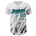 Custom Name and Number Personalized Baseball Jersey with Teal-Black 3D Pattern Abstract Design - Authentic Style Personalized