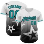 Personalized Twinkle Star 3D Pattern Gradient Baseball Jersey with Custom Name & Number - Authentic Teal-Black Design Personalized