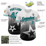 Personalized Twinkle Star 3D Pattern Gradient Baseball Jersey with Custom Name & Number - Authentic Teal-Black Design Personalized