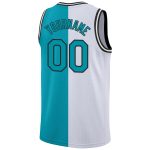 Custom Name & Number Basketball Jersey - Personalized Teal-Black Split Fashion Team Jersey Personalized White Teal-Black