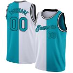 Custom Name & Number Basketball Jersey - Personalized Teal-Black Split Fashion Team Jersey Personalized White Teal-Black