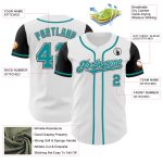 Custom Name and Number Two Tone Baseball Jersey - Personalized White Teal-Black Authentic Design Personalized White Teal-Black