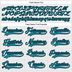 Custom Name and Number Hockey Jersey in White Teal-Black Lace Neck - Personalized Team Apparel Personalized White Teal-Black