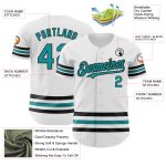Custom Name and Number Personalized Baseball Jersey - White Teal Black Line Authentic Team Gear Personalized White Teal-Black
