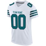 Personalized Teal-Black Mesh Football Jersey for Men and Women - Authentic Design Personalized White Teal-Black Mesh Authentic