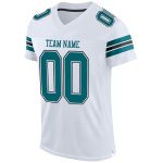 Custom Football Jersey with Name and Number - Personalized Teal-Black Mesh White Team Jersey Personalized White Teal-Black