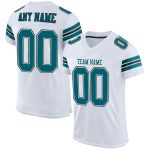 Custom Football Jersey with Name and Number - Personalized Teal-Black Mesh White Team Jersey Personalized White Teal-Black