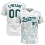 Custom Name & Number Unisex Softball Jersey - Personalized Teal-Gray 3D Pattern Two-Button Design Personalized White Teal-Gray