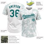Custom Name & Number Unisex Softball Jersey - Personalized Teal-Gray 3D Pattern Two-Button Design Personalized White Teal-Gray