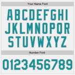 Custom Varsity Letterman Jacket with Personalized Team Name and Number - Two Tone White Teal Gray Black Bomber Full-Snap