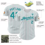 Custom Teal Gray Pinstripe Baseball Jersey with Personalized Name and Number - Authentic Team Apparel Personalized White