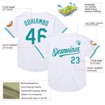Custom Name Number Baseball Jersey - Personalized White Teal Mesh Authentic Throwback Team Jersey Personalized White Teal