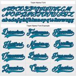 Custom Name and Number Personalized Hockey Jersey in White Teal-Navy Lace Neck Design Personalized White Teal-Navy Hockey