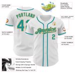 Custom Name and Number Personalized Baseball Jersey in White Teal-Old Gold - Authentic Team Jersey Personalized White Teal-Old