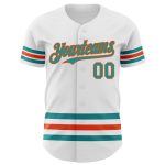 Custom Name and Number Personalized Baseball Jersey in White Teal-Orange Line Design - Authentic Team Jersey Personalized