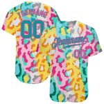 Custom Name and Number Leopard Design Baseball Jersey in Teal-Pink 3D Pattern - Personalized Authentic Sports Apparel Personalized
