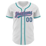 Personalized Authentic Baseball Jersey in Teal and Pink - Custom Design, Perfect Gift Personalized White Teal-Pink Authentic