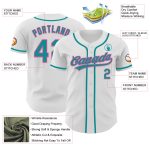 Personalized Authentic Baseball Jersey in Teal and Pink - Custom Design, Perfect Gift Personalized White Teal-Pink Authentic