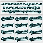 Custom Name and Number Personalized Black Authentic Baseball Jersey, White Teal Pinstripe Design Personalized White Teal