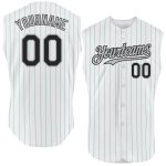 Custom Name and Number Personalized Black Teal Pinstripe Baseball Jersey - Authentic Sleeveless Team Jersey Personalized