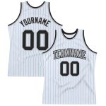 Custom Basketball Jersey with Personalized Name and Number - White Teal Pinstripe Black-Gray Authentic Design Personalized
