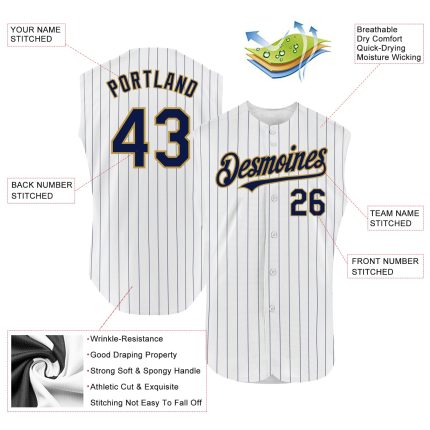 Custom Name Number Baseball Jersey - Personalized Authentic Black Gray White Teal Pinstripe Sleeveless Personalized White
