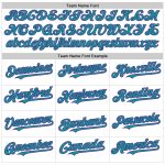 Custom Name & Number Sleeveless Baseball Jersey - Personalized White Teal Pinstripe Orange Design Personalized White Teal