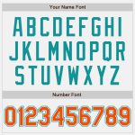 Custom Name and Number Softball Jersey Personalized Unisex Two-Button Teal Pinstripe Orange 120% Polyester Personalized White