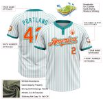 Custom Name and Number Softball Jersey Personalized Unisex Two-Button Teal Pinstripe Orange 120% Polyester Personalized White