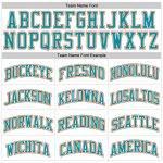 Custom Basketball Jersey with Personalized Name and Number, White Teal Pinstripe, Orange Detail Personalized White Teal Pinstripe