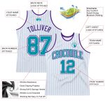 Custom Name Number Basketball Jersey Personalized Teal Purple Pinstripe Authentic Team Apparel Personalized White Teal Pinstripe