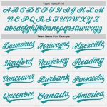 Custom Name and Number Personalized Unisex Softball Jersey - White Teal Two-Button Design Personalized White Teal Two-Button